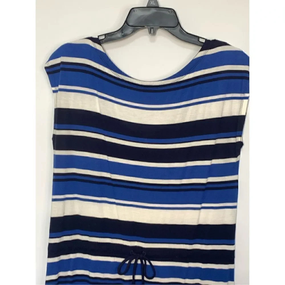 Gap capped sleeve striped dress size small 100% rayon